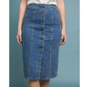 Anthro Pilcro and The Letterpress Denim Pencil Skirt